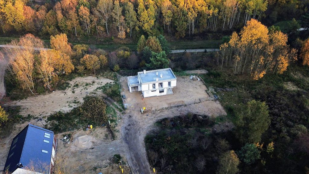 Budowa domu Kiełpinek Widok z drona 01