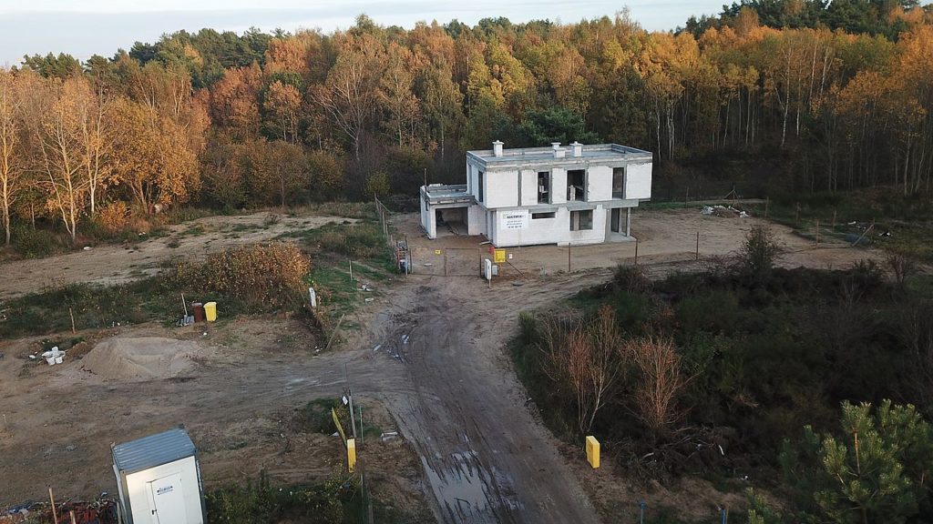 Budowa domu Kiełpinek Widok z drona 03